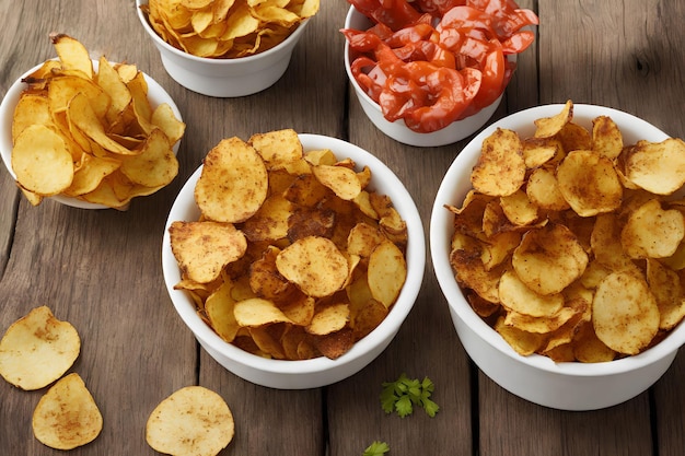 Crunchy Barbecue Potato Chips generatieve kunst door AI