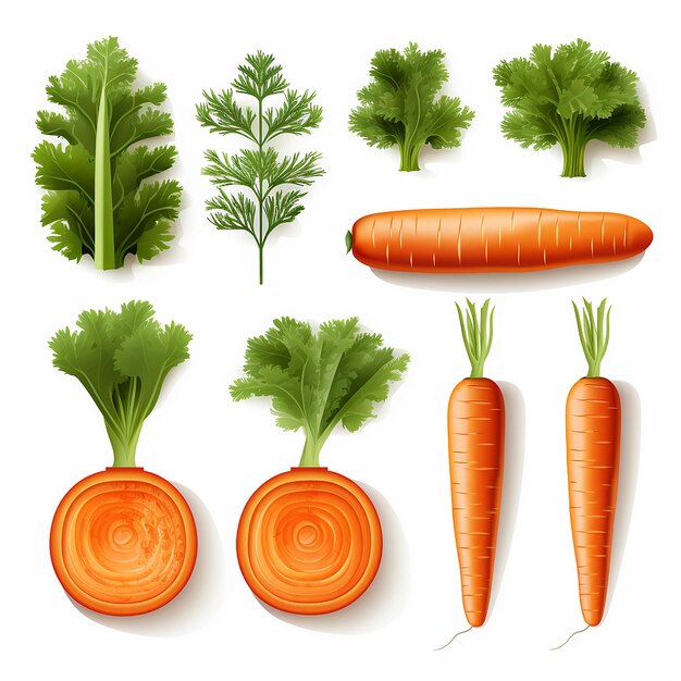 Crunchy Carrot Whole and Sliced Vector Set