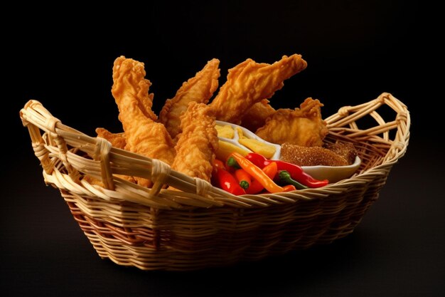 Photo a crunchy chicken strip basket