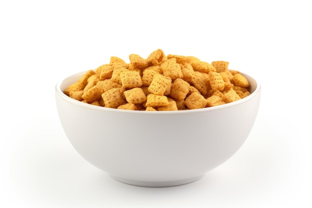 Crunchy Comfort Crafting Breakfast Bliss met de ideale Golden Grahams Cereal Bowl geïsoleerd op witte achtergrond