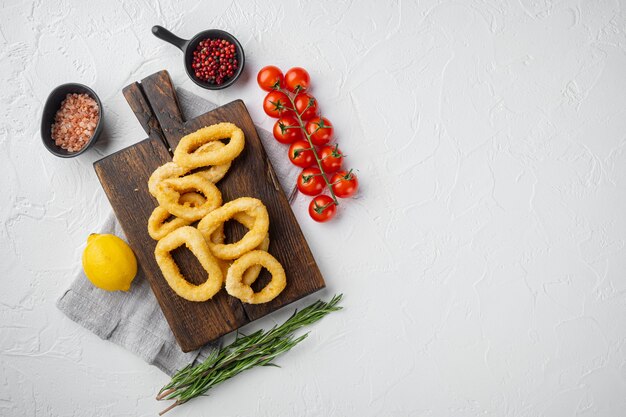 Crunchy deep fried squid or onion rings in batter 