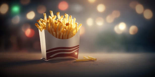 Crunchy french fries with blurred background