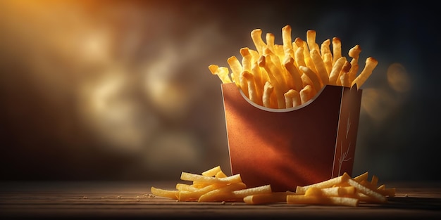 Crunchy french fries with blurred background