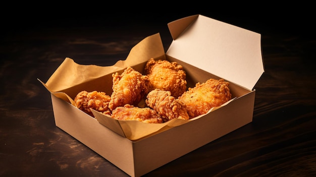 Photo crunchy fried chicken thighs as a take away food