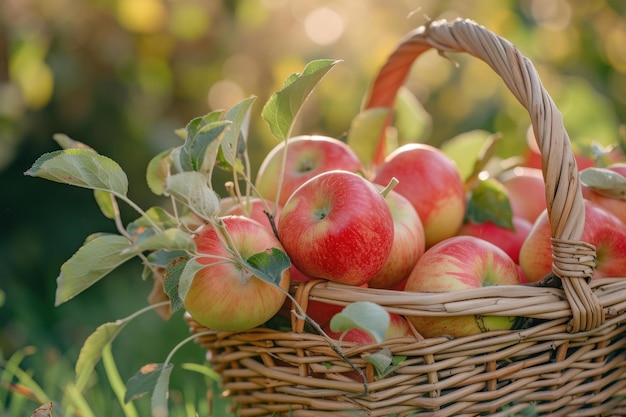 Foto crunchy groene appels mand genereren ai