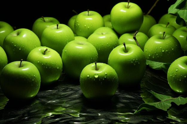 Crunchy Groene appels Natuurlijke kleur dieet Genereren Ai