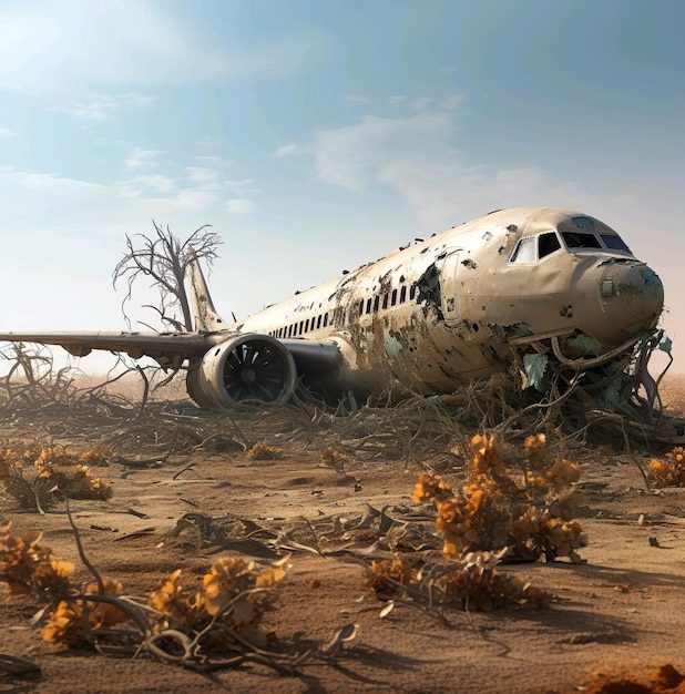 A crush plane abandoned at the desert