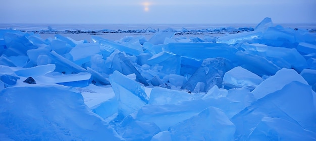 crushed blue ice hummocks baikal winter achtergrond