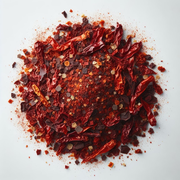 Crushed dried red pepper isolated on a white background