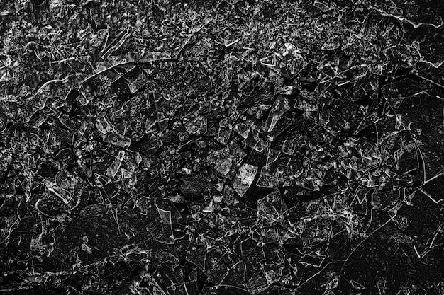 砕いた氷ガラスのひび割れの背景、抽象的な季節の背景、氷の破片砕いた鋭いオーバーレイ