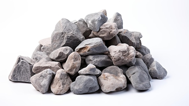 Crushed stones isolated on white background