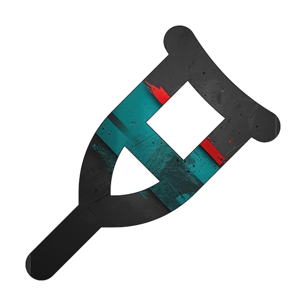 икона костыля диагональная черная зеленая красная