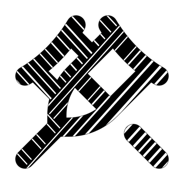 crutches icon black white diagonal lines