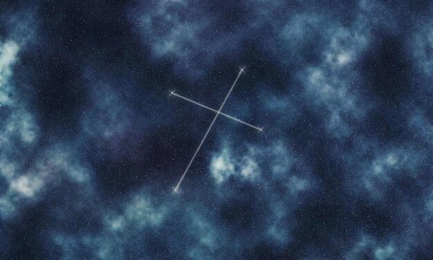 Crux Star Constellation, Night Sky, Constellation Lines Crucis