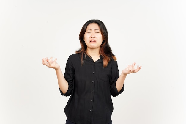 Cry Sad Face Expression of Beautiful Asian Woman Isolated On White Background