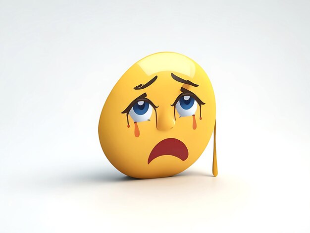 crying face emoji white background ai generated