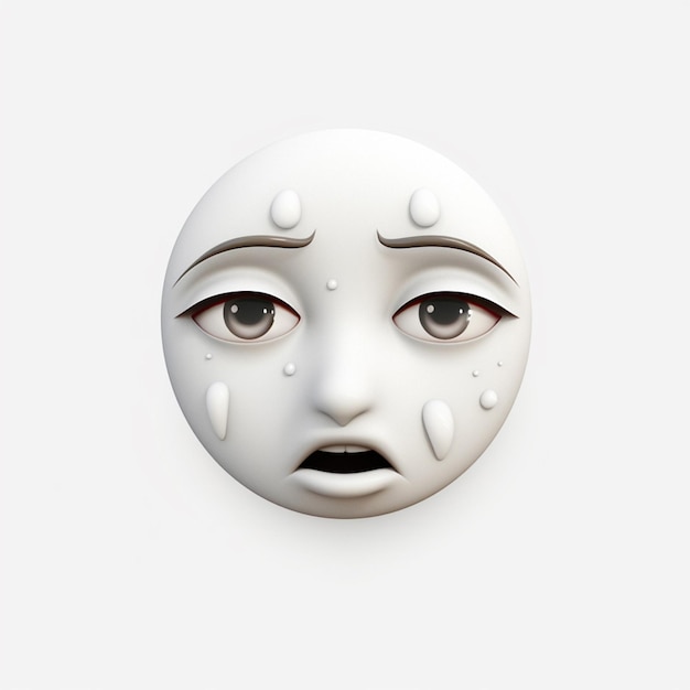 Crying Face emoji on white background high quality 4k hdr