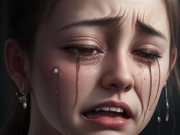 Crying woman pain and grief concept