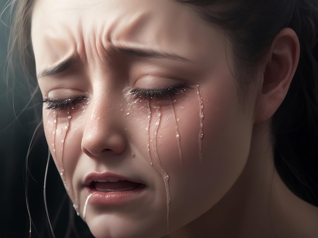 Crying woman pain and grief concept