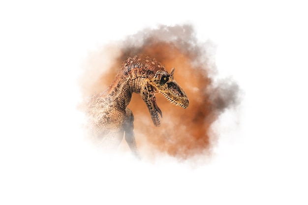 クリョロフォサウルス、煙の背景に恐竜