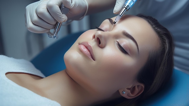 Cryosurgery A young woman is lying on a couch in the doctor's office