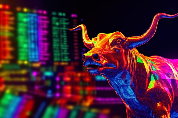 Foto crypto bull nel grafico azionario