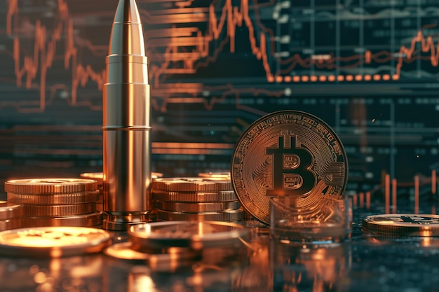 Photo crypto currency token like bitcoin visual design artwork