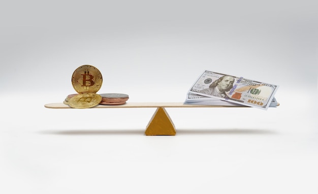 Crypto dollar balanseren op witte achtergrond