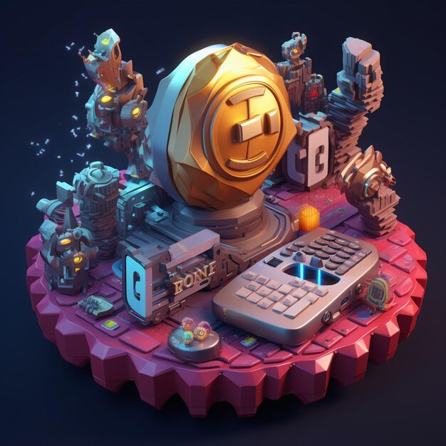 crypto in gaming art top view