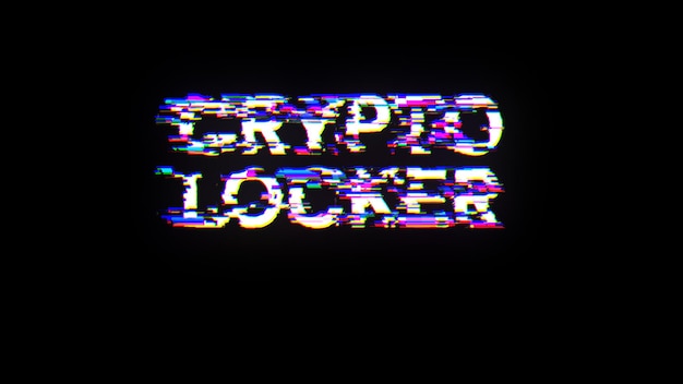 Crypto locker tekst met scherm effecten van technologische storingen