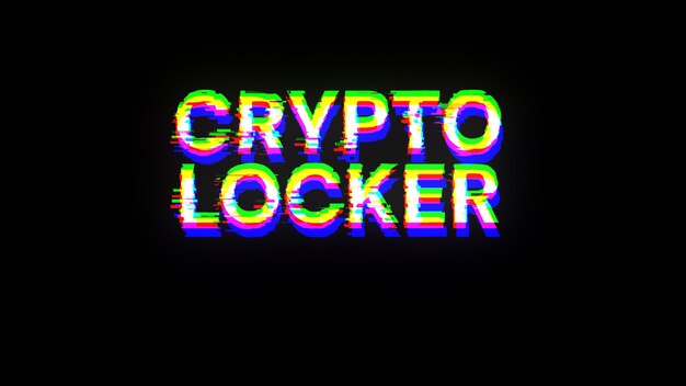 Photo crypto locker text with screen effects of technological glitches