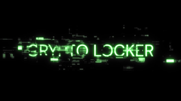 Photo crypto locker text with screen effects of technological glitches