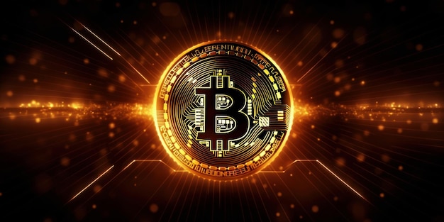 Crypto valuta gouden bitcoin achtergrond Digitaal financieel investeringsconcept Generatieve Ai