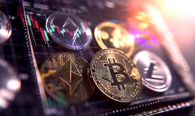 Photo cryptocurrencies in secure hardware wallet