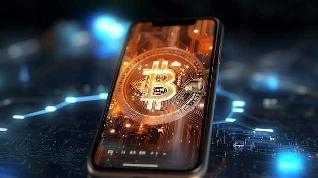 Cryptocurrency Bitcoin-applicatie Bitcoin Mobiele app Bitcoin-banner Bitcoin op mobiel