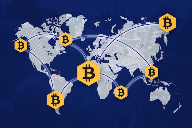 Cryptocurrency bitcoin block chain sharing photo