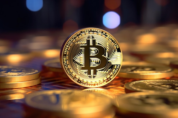 Cryptocurrency bitcoin 디지털 자산 개념을 갖춘 미래 Bitcoin Generative Ai