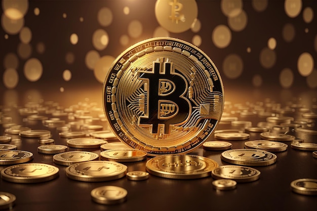 Cryptocurrency bitcoin golden coin background