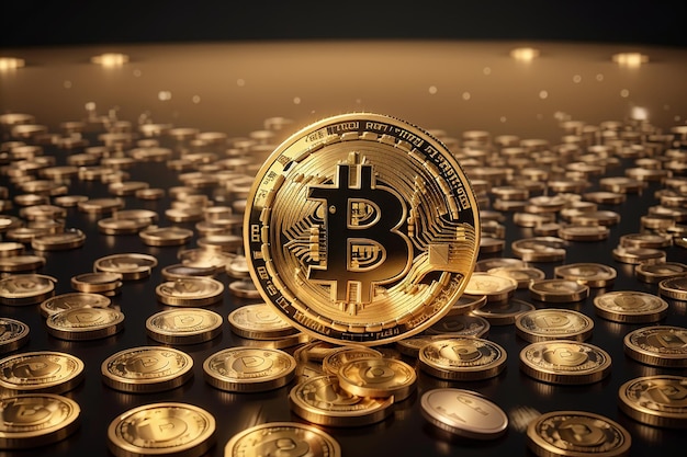 Cryptocurrency bitcoin golden coin background