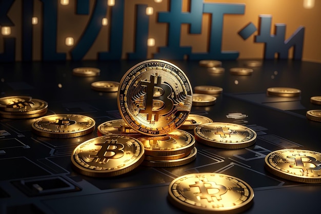 Cryptocurrency bitcoin golden coin background