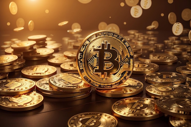 Cryptocurrency bitcoin golden coin background