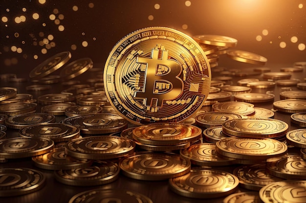 Cryptocurrency bitcoin golden coin background