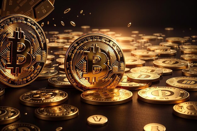 Cryptocurrency bitcoin golden coin background