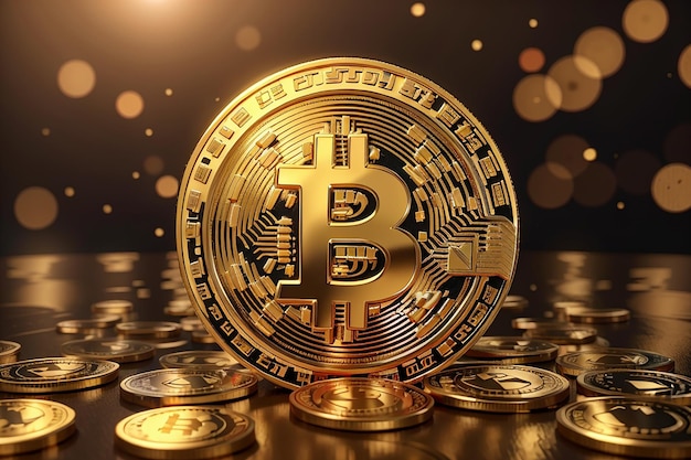 Cryptocurrency bitcoin golden coin background