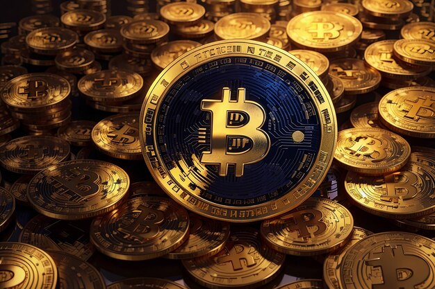 Cryptocurrency bitcoin golden coin background