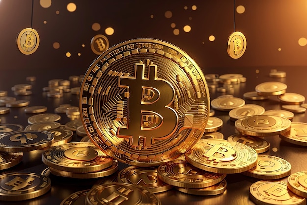 Cryptocurrency bitcoin golden coin background