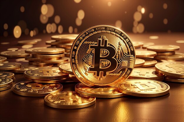 Cryptocurrency bitcoin golden coin background