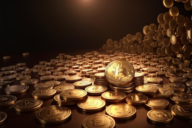 Cryptocurrency bitcoin golden coin background