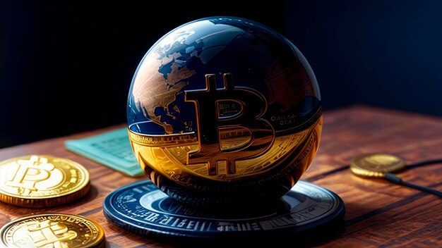 Cryptocurrency bitcoin golden coin background