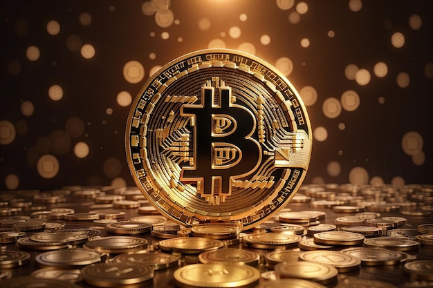 Cryptocurrency bitcoin gouden munt achtergrond